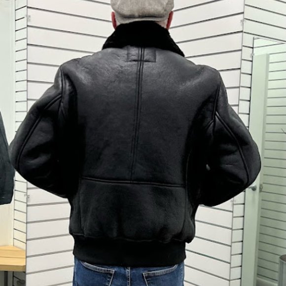 Chevignon Men's Aviator Black Leather Jacket Size XXL - Picture 2 of 14